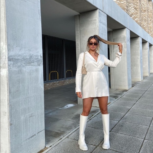 Zara Cream Tie Blazer Dress - Picture 5 of 16